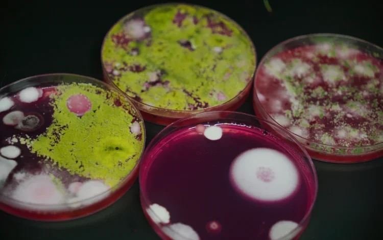 Fungi growth in petri dishes