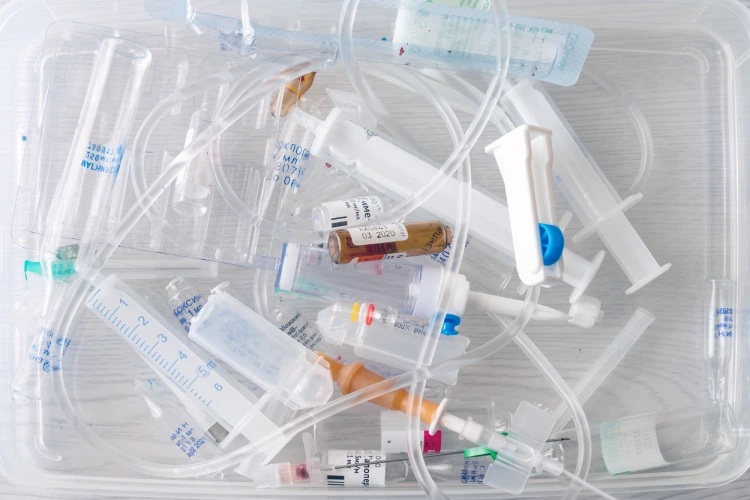 Medical syringes and ampoules of plastic Medical syringes and ampoules of plastic.