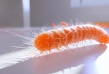 An orange Pseudomonas aeruginosa bacterium.