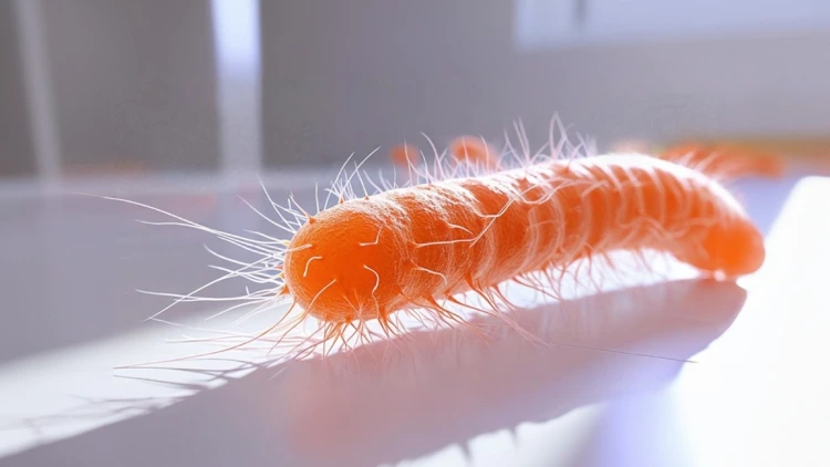 An orange Pseudomonas aeruginosa bacterium.