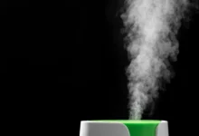 Water vapors from a humidifier.