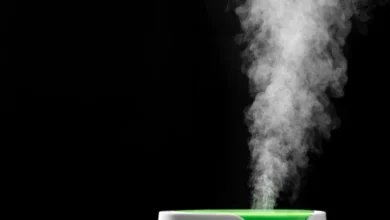 Water vapors from a humidifier.