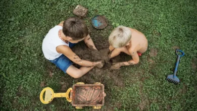 Children playing in dirt.