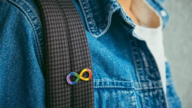 Autism infinity rainbow symbol sign.